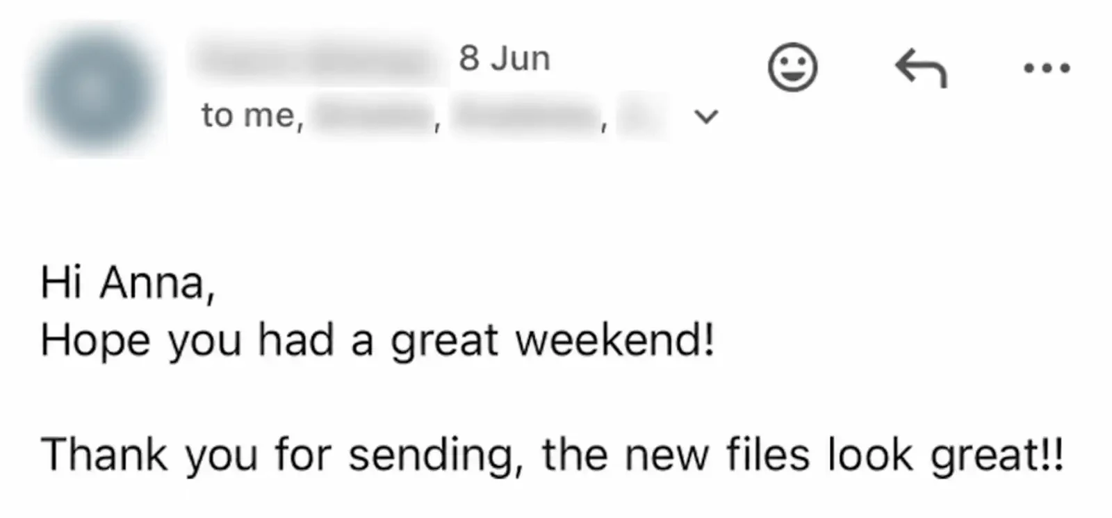 Email from a client: The new files look great!!