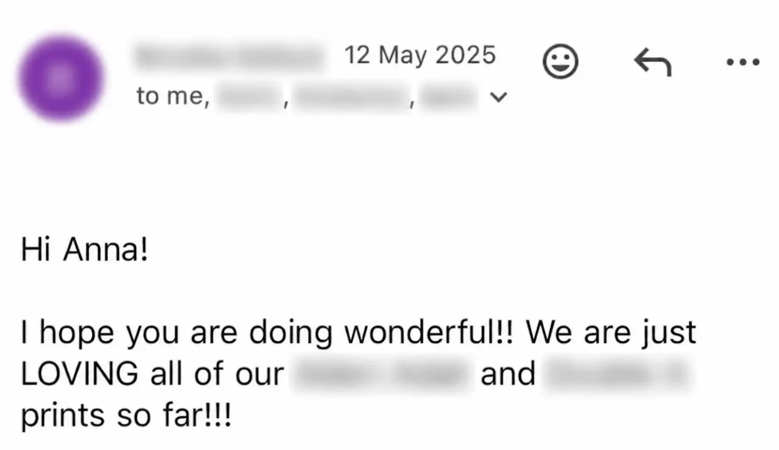 Email from a client: We are just LOVING all of our prints so far!!