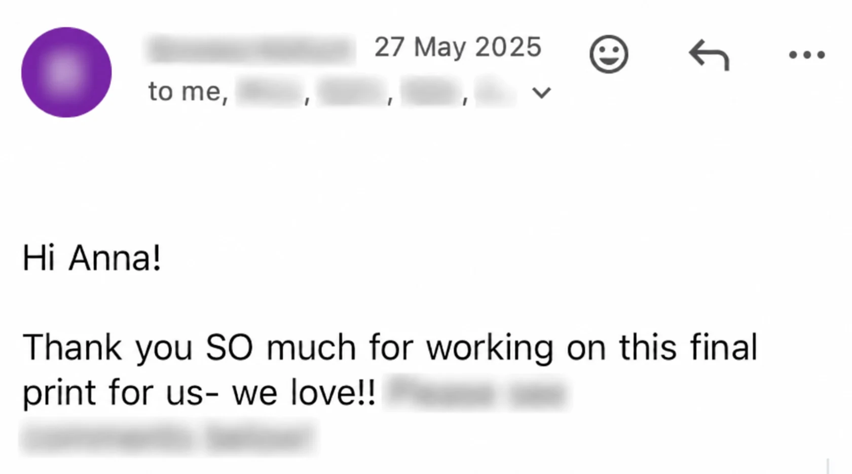 Email from a client: Thank you SO much for working on this final print for us. We love!!